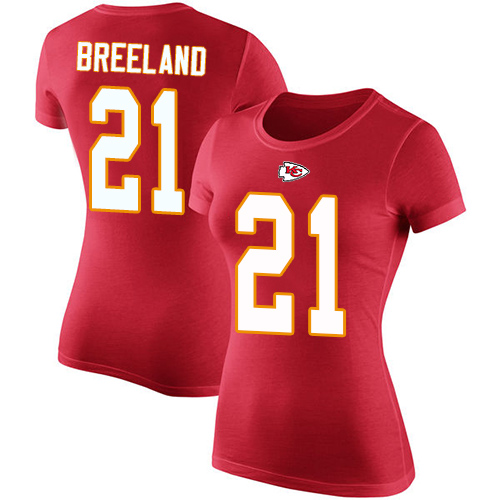 Women Football Kansas City Chiefs #21 Breeland Bashaud Red Rush Pride Name and Number T-Shirt->nfl t-shirts->Sports Accessory